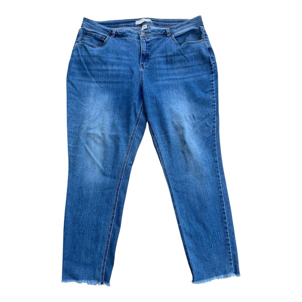 EST 1946 Denim Jeans 20W Hi Rise Raw Hem Blue Plus Size Pocket Casual